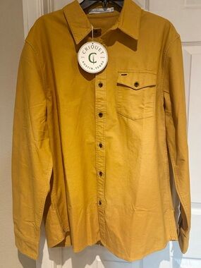 NWT Criquet brand Men's Mustard Button-Down Long Sleeve Shirt